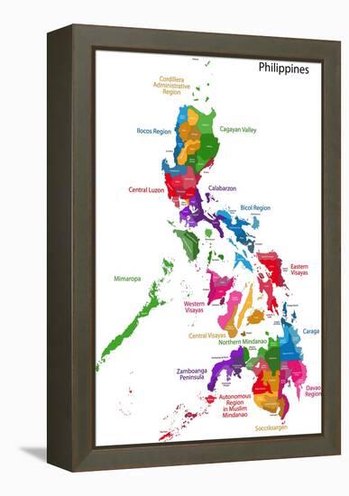 Map of Republic of the Philippines with Eighty Provinces-Volina-Framed Stretched Canvas