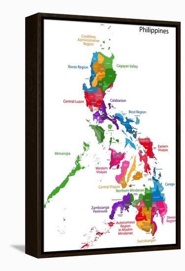 Map of Republic of the Philippines with Eighty Provinces-Volina-Framed Stretched Canvas