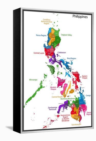 Map of Republic of the Philippines with Eighty Provinces-Volina-Framed Stretched Canvas