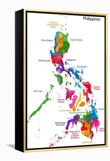 Map of Republic of the Philippines with Eighty Provinces-Volina-Framed Stretched Canvas