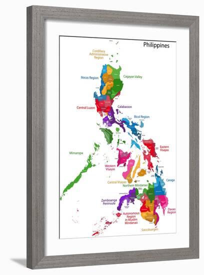 Map of Republic of the Philippines with Eighty Provinces-Volina-Framed Premium Giclee Print