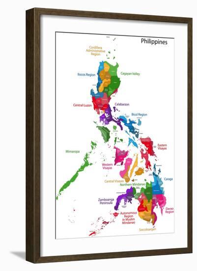 Map of Republic of the Philippines with Eighty Provinces-Volina-Framed Premium Giclee Print