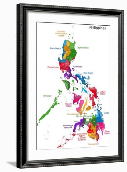 Map of Republic of the Philippines with Eighty Provinces-Volina-Framed Art Print