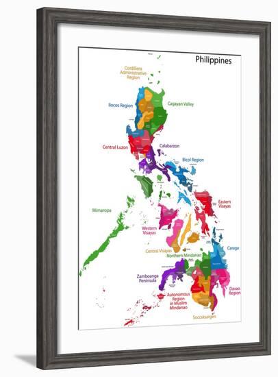 Map of Republic of the Philippines with Eighty Provinces-Volina-Framed Art Print