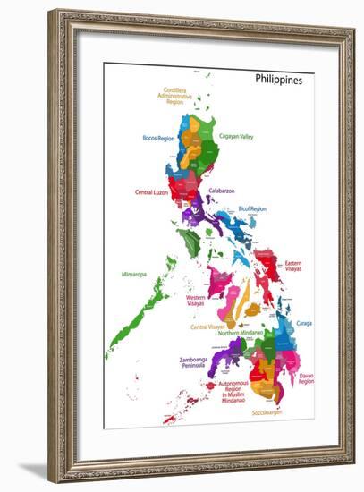 Map of Republic of the Philippines with Eighty Provinces-Volina-Framed Art Print