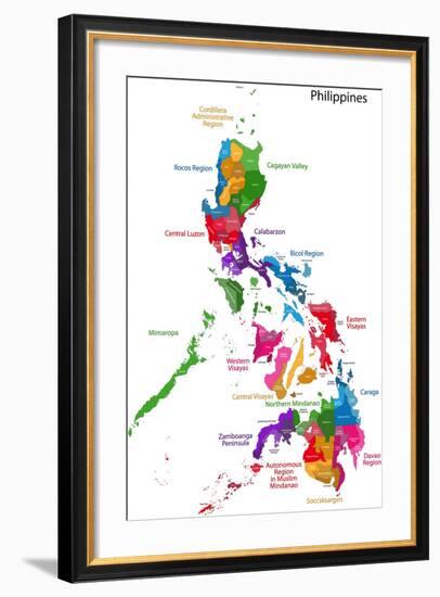 Map of Republic of the Philippines with Eighty Provinces-Volina-Framed Art Print