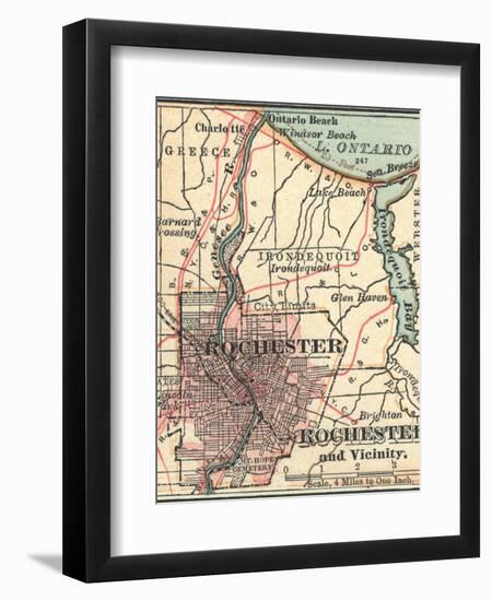 Map of Rochester (C. 1900), Maps-Encyclopaedia Britannica-Framed Art Print