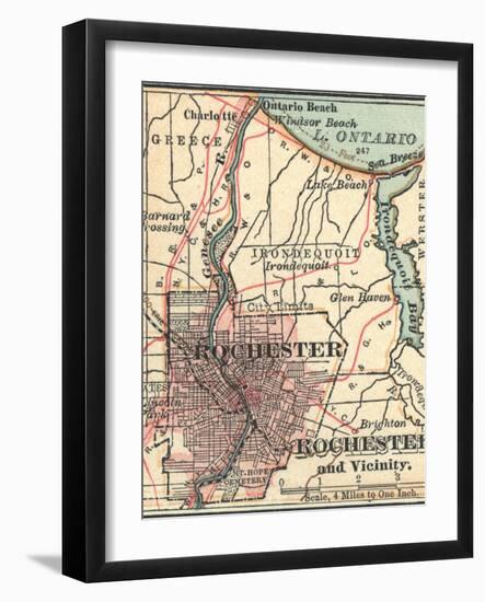 Map of Rochester (C. 1900), Maps-Encyclopaedia Britannica-Framed Art Print