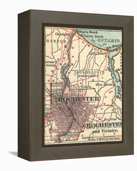Map of Rochester (C. 1900), Maps-Encyclopaedia Britannica-Framed Stretched Canvas