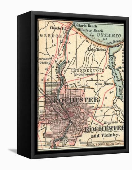 Map of Rochester (C. 1900), Maps-Encyclopaedia Britannica-Framed Stretched Canvas