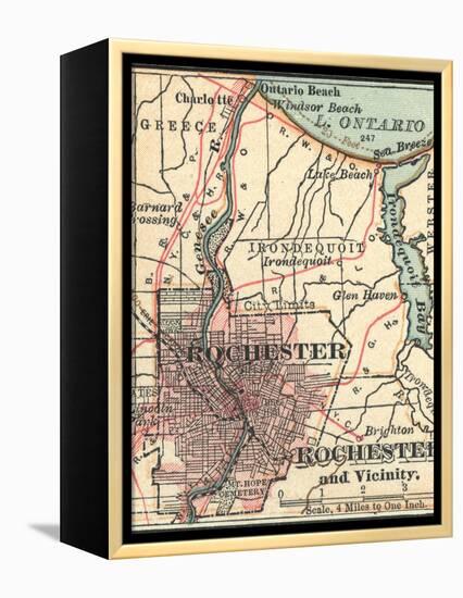 Map of Rochester (C. 1900), Maps-Encyclopaedia Britannica-Framed Stretched Canvas