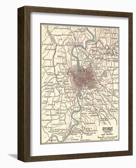 Map of Rome (C. 1900), from 10th Edition of Encyclopædia Britannica, Maps-Encyclopaedia Britannica-Framed Art Print