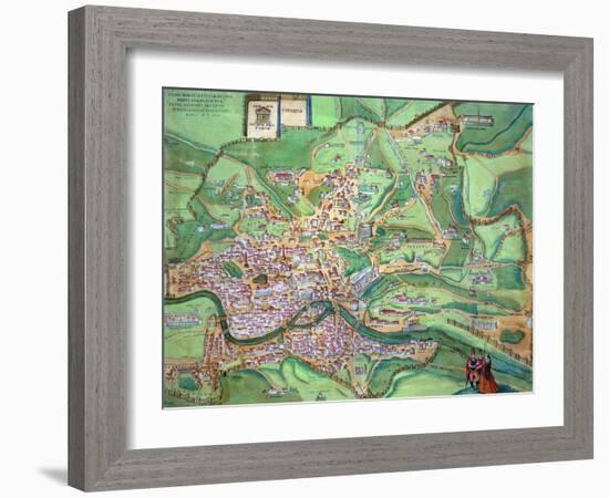 Map of Rome, from "Civitates Orbis Terrarum" by Georg Braun and Frans Hogenberg, 1570-Joris Hoefnagel-Framed Giclee Print