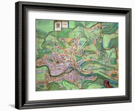 Map of Rome, from "Civitates Orbis Terrarum" by Georg Braun and Frans Hogenberg, 1570-Joris Hoefnagel-Framed Giclee Print