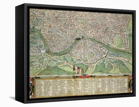 Map of Rome, from "Civitates Orbis Terrarum" by Georg Braun and Frans Hogenberg circa 1572-1617-Joris Hoefnagel-Framed Premier Image Canvas