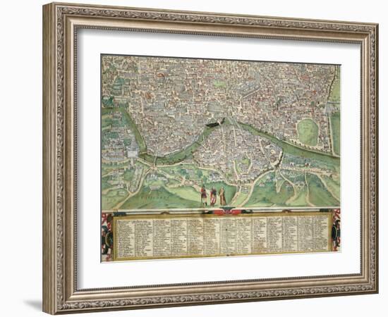 Map of Rome, from "Civitates Orbis Terrarum" by Georg Braun and Frans Hogenberg circa 1572-1617-Joris Hoefnagel-Framed Giclee Print