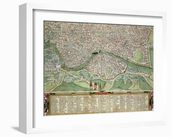 Map of Rome, from "Civitates Orbis Terrarum" by Georg Braun and Frans Hogenberg circa 1572-1617-Joris Hoefnagel-Framed Giclee Print