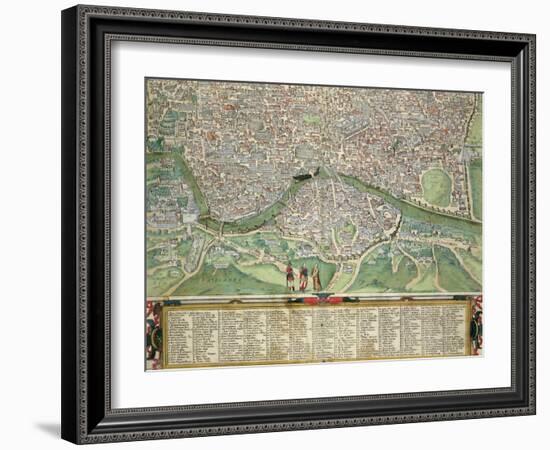 Map of Rome, from "Civitates Orbis Terrarum" by Georg Braun and Frans Hogenberg circa 1572-1617-Joris Hoefnagel-Framed Giclee Print