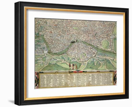 Map of Rome, from "Civitates Orbis Terrarum" by Georg Braun and Frans Hogenberg circa 1572-1617-Joris Hoefnagel-Framed Giclee Print