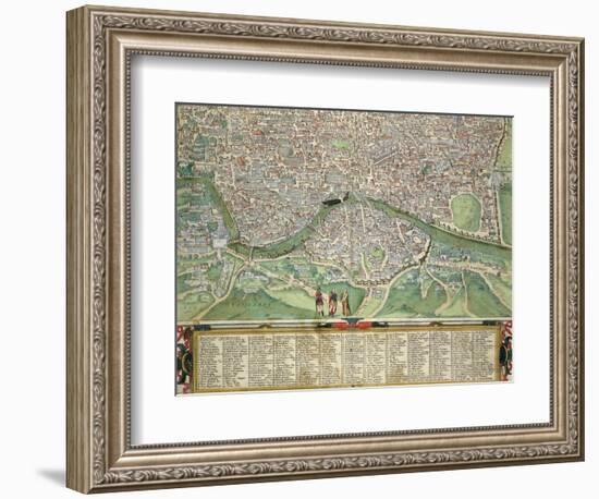 Map of Rome, from "Civitates Orbis Terrarum" by Georg Braun and Frans Hogenberg circa 1572-1617-Joris Hoefnagel-Framed Giclee Print