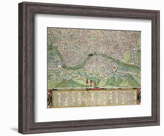 Map of Rome, from "Civitates Orbis Terrarum" by Georg Braun and Frans Hogenberg circa 1572-1617-Joris Hoefnagel-Framed Giclee Print