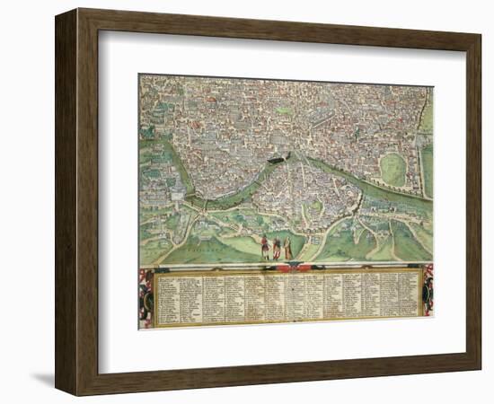 Map of Rome, from "Civitates Orbis Terrarum" by Georg Braun and Frans Hogenberg circa 1572-1617-Joris Hoefnagel-Framed Giclee Print