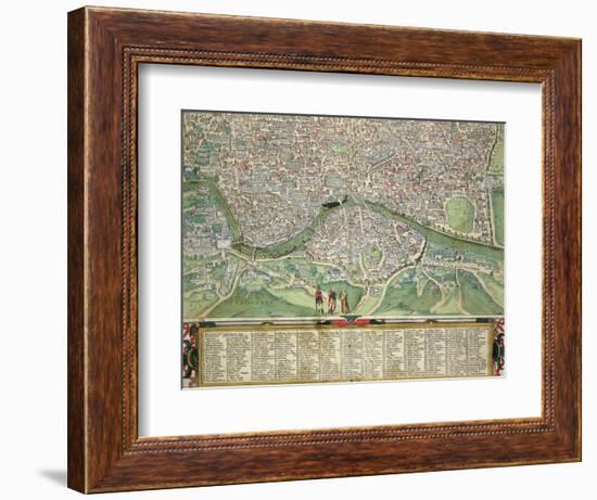 Map of Rome, from "Civitates Orbis Terrarum" by Georg Braun and Frans Hogenberg circa 1572-1617-Joris Hoefnagel-Framed Giclee Print