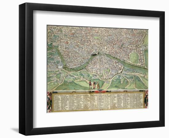 Map of Rome, from "Civitates Orbis Terrarum" by Georg Braun and Frans Hogenberg circa 1572-1617-Joris Hoefnagel-Framed Giclee Print