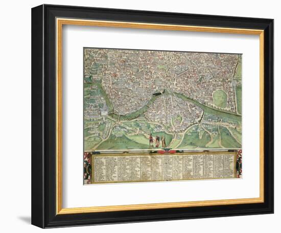 Map of Rome, from "Civitates Orbis Terrarum" by Georg Braun and Frans Hogenberg circa 1572-1617-Joris Hoefnagel-Framed Giclee Print