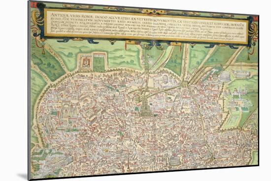 Map of Rome, from "Civitates Orbis Terrarum" by Georg Braun and Frans Hogenberg circa 1572-1617-Joris Hoefnagel-Mounted Giclee Print