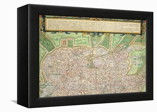 Map of Rome, from "Civitates Orbis Terrarum" by Georg Braun and Frans Hogenberg circa 1572-1617-Joris Hoefnagel-Framed Premier Image Canvas