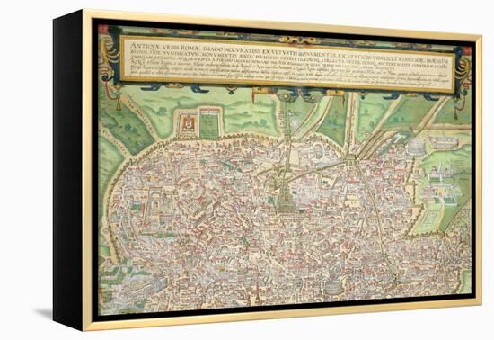 Map of Rome, from "Civitates Orbis Terrarum" by Georg Braun and Frans Hogenberg circa 1572-1617-Joris Hoefnagel-Framed Premier Image Canvas