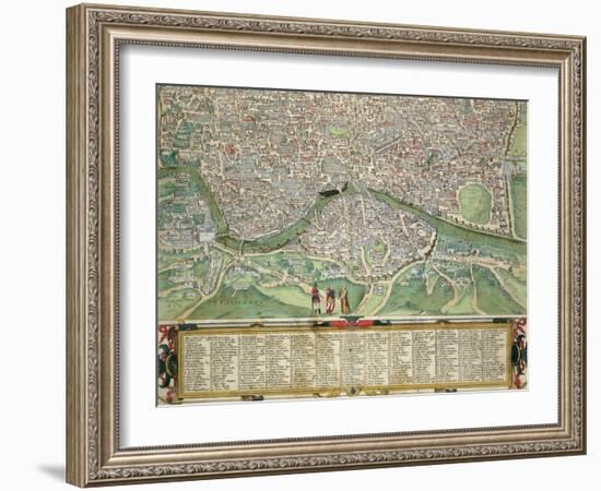 Map of Rome, from "Civitates Orbis Terrarum" by Georg Braun and Frans Hogenberg circa 1572-1617-Joris Hoefnagel-Framed Giclee Print