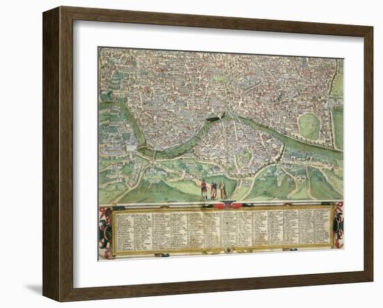 Map of Rome, from "Civitates Orbis Terrarum" by Georg Braun and Frans Hogenberg circa 1572-1617-Joris Hoefnagel-Framed Giclee Print