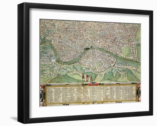 Map of Rome, from "Civitates Orbis Terrarum" by Georg Braun and Frans Hogenberg circa 1572-1617-Joris Hoefnagel-Framed Giclee Print