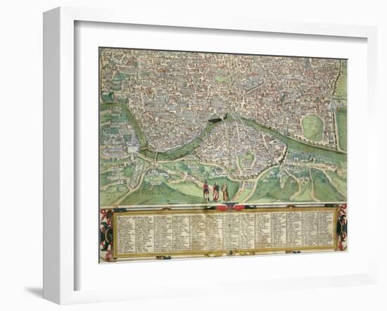 Map of Rome, from "Civitates Orbis Terrarum" by Georg Braun and Frans Hogenberg circa 1572-1617-Joris Hoefnagel-Framed Giclee Print