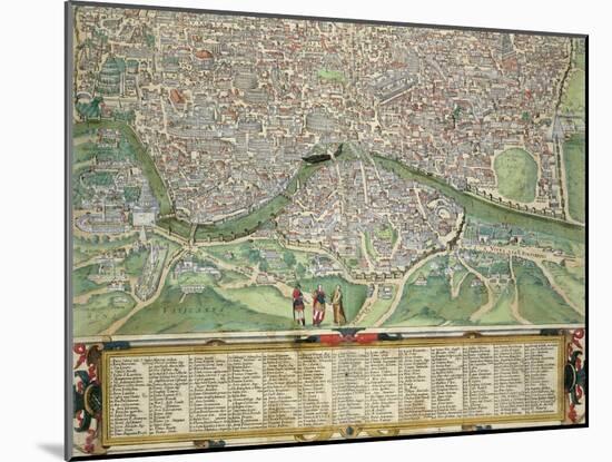 Map of Rome, from "Civitates Orbis Terrarum" by Georg Braun and Frans Hogenberg circa 1572-1617-Joris Hoefnagel-Mounted Giclee Print