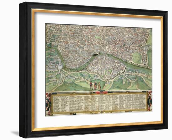 Map of Rome, from "Civitates Orbis Terrarum" by Georg Braun and Frans Hogenberg circa 1572-1617-Joris Hoefnagel-Framed Giclee Print