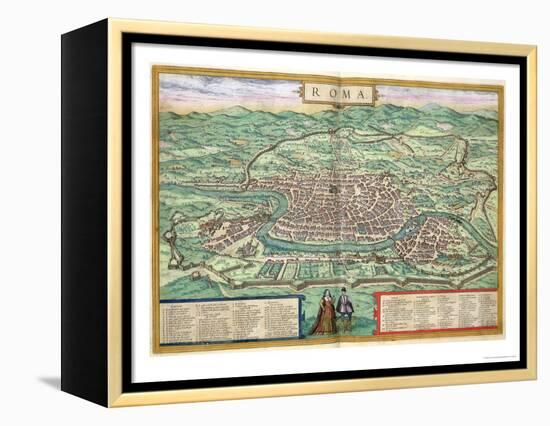 Map of Rome, from "Civitates Orbis Terrarum" by Georg Braun and Frans Hogenberg, circa 1572-Joris Hoefnagel-Framed Premier Image Canvas