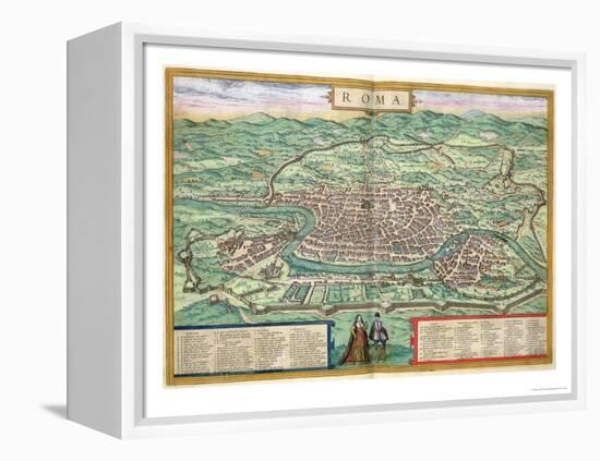 Map of Rome, from "Civitates Orbis Terrarum" by Georg Braun and Frans Hogenberg, circa 1572-Joris Hoefnagel-Framed Premier Image Canvas