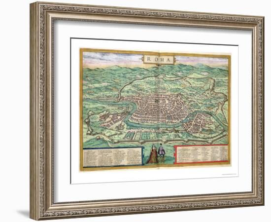 Map of Rome, from "Civitates Orbis Terrarum" by Georg Braun and Frans Hogenberg, circa 1572-Joris Hoefnagel-Framed Giclee Print