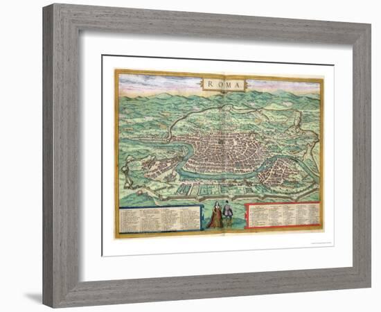 Map of Rome, from "Civitates Orbis Terrarum" by Georg Braun and Frans Hogenberg, circa 1572-Joris Hoefnagel-Framed Giclee Print