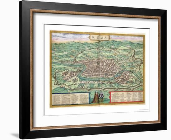 Map of Rome, from "Civitates Orbis Terrarum" by Georg Braun and Frans Hogenberg, circa 1572-Joris Hoefnagel-Framed Giclee Print