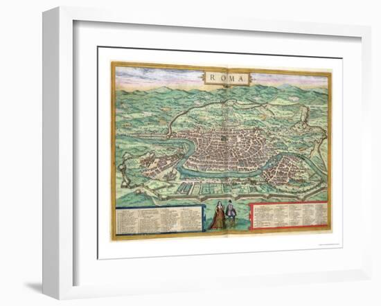 Map of Rome, from "Civitates Orbis Terrarum" by Georg Braun and Frans Hogenberg, circa 1572-Joris Hoefnagel-Framed Giclee Print