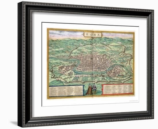 Map of Rome, from "Civitates Orbis Terrarum" by Georg Braun and Frans Hogenberg, circa 1572-Joris Hoefnagel-Framed Giclee Print