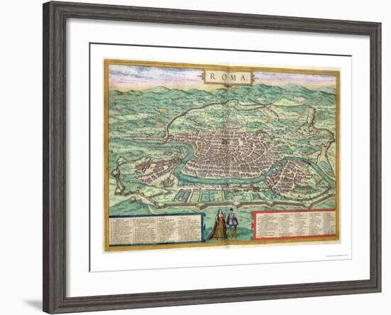 Map of Rome, from "Civitates Orbis Terrarum" by Georg Braun and Frans Hogenberg, circa 1572-Joris Hoefnagel-Framed Giclee Print