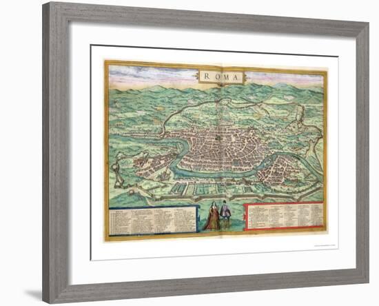 Map of Rome, from "Civitates Orbis Terrarum" by Georg Braun and Frans Hogenberg, circa 1572-Joris Hoefnagel-Framed Giclee Print