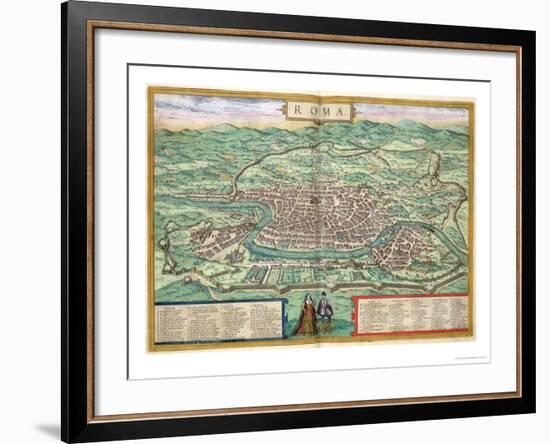 Map of Rome, from "Civitates Orbis Terrarum" by Georg Braun and Frans Hogenberg, circa 1572-Joris Hoefnagel-Framed Giclee Print