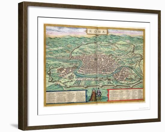 Map of Rome, from "Civitates Orbis Terrarum" by Georg Braun and Frans Hogenberg, circa 1572-Joris Hoefnagel-Framed Giclee Print