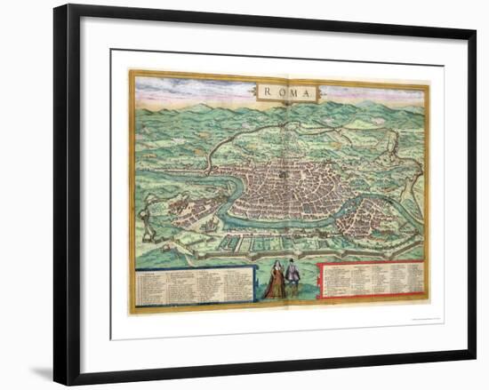 Map of Rome, from "Civitates Orbis Terrarum" by Georg Braun and Frans Hogenberg, circa 1572-Joris Hoefnagel-Framed Giclee Print